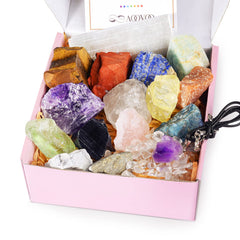 AOOVOO 17pcs crystals set displayed for meditation and mindful collection