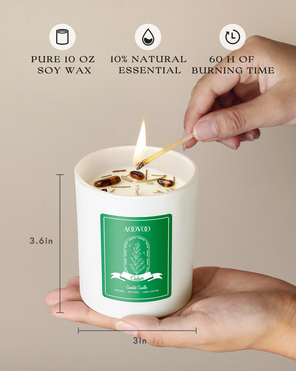 AOOVOO crystal-inside candle adds decorative charm to shelves and tabletops