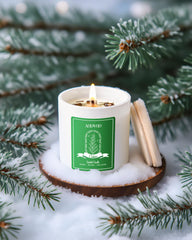 AOOVOO cedar candle with dry pine needles accents for cozy winter decor