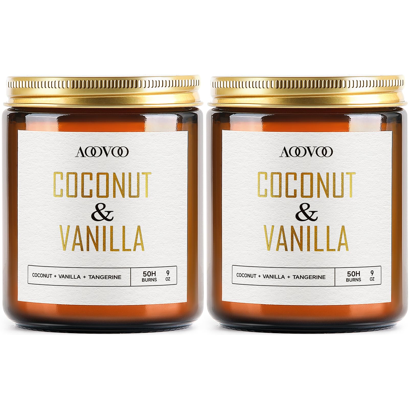 AOOVOO Coconut Vanilla Candle jar showcases elegant design for a cozy home ambiance.