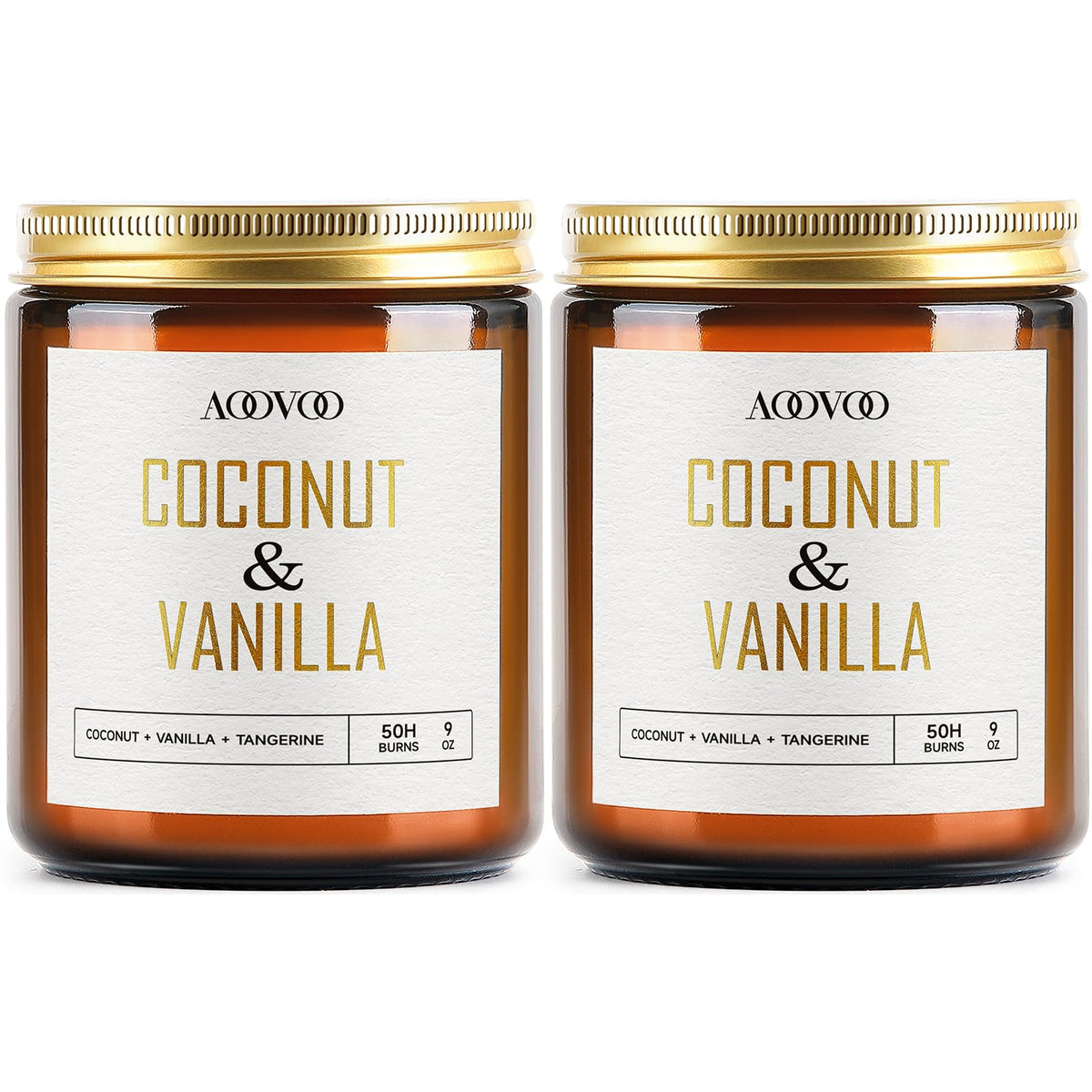 AOOVOO Coconut Vanilla Candle jar showcases elegant design for a cozy home ambiance.