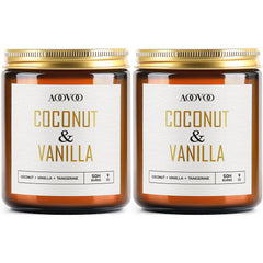 AOOVOO Coconut Vanilla Candle jar showcases elegant design for a cozy home ambiance.