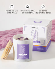 AOOVOO candle reveals crystals inside for soothing energy during meditation.