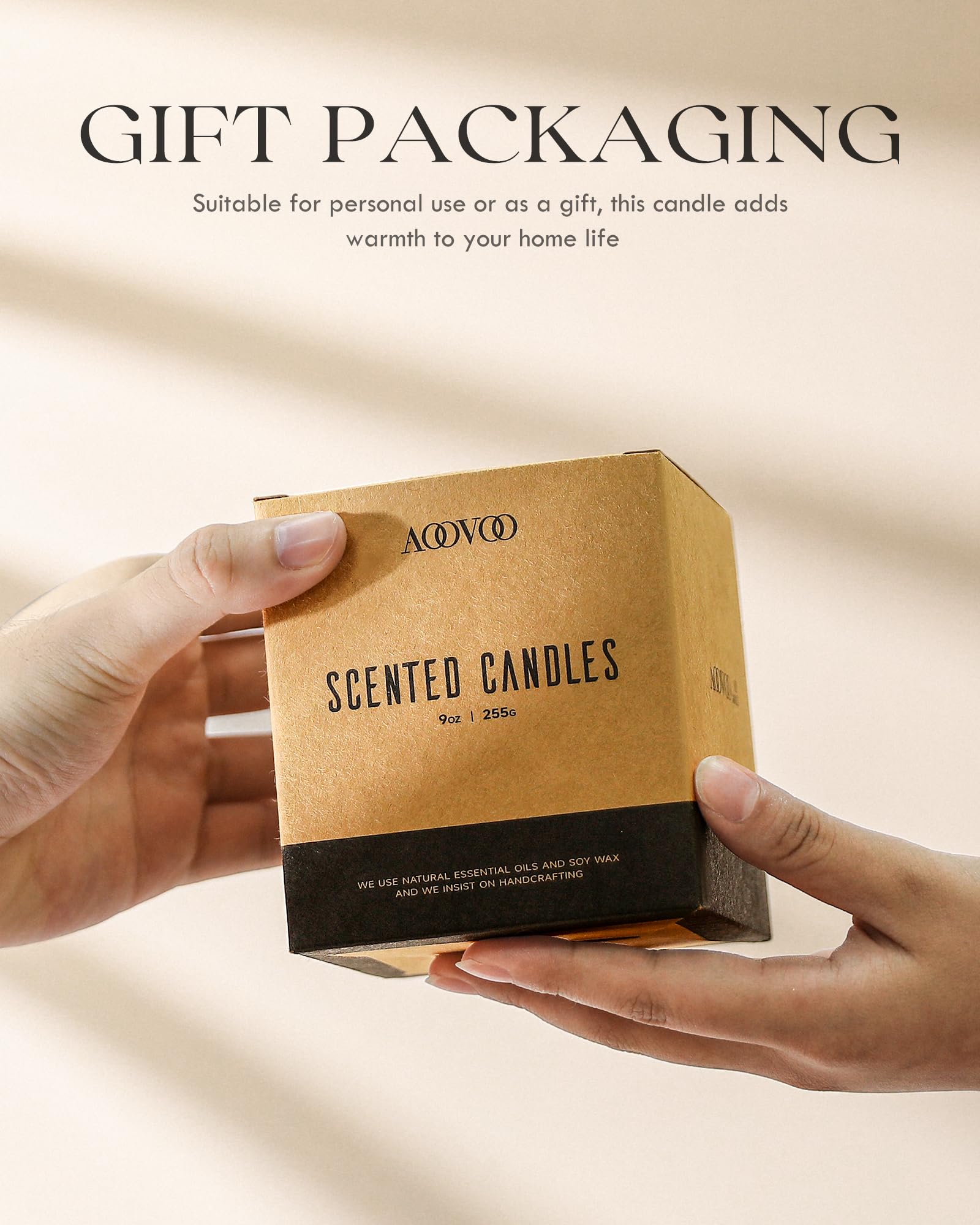 AOOVOO candle in gift box, ready-to-give convenience and appeal
