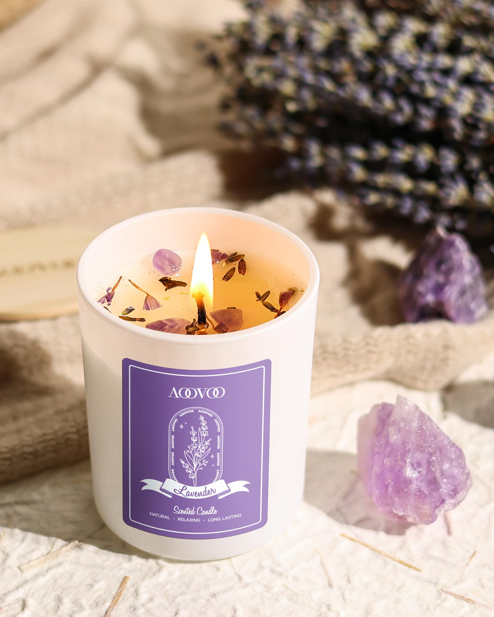 Close-up of soy wax texture on AOOVOO candle