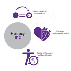 AOR Hydroxy B12 ingredient list highlights hydroxocobalamin and vegan ingredients.