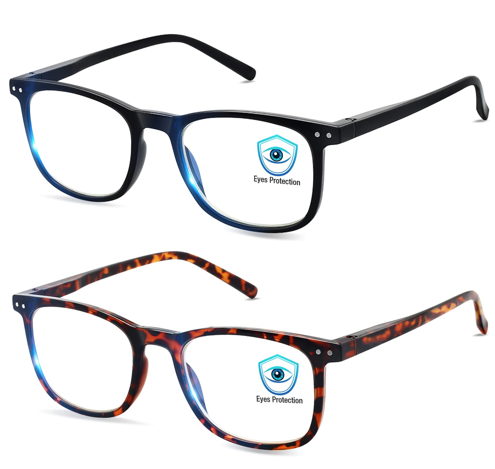 AOSM blue light glasses front view with anti-glare lenses for unisex wearers.