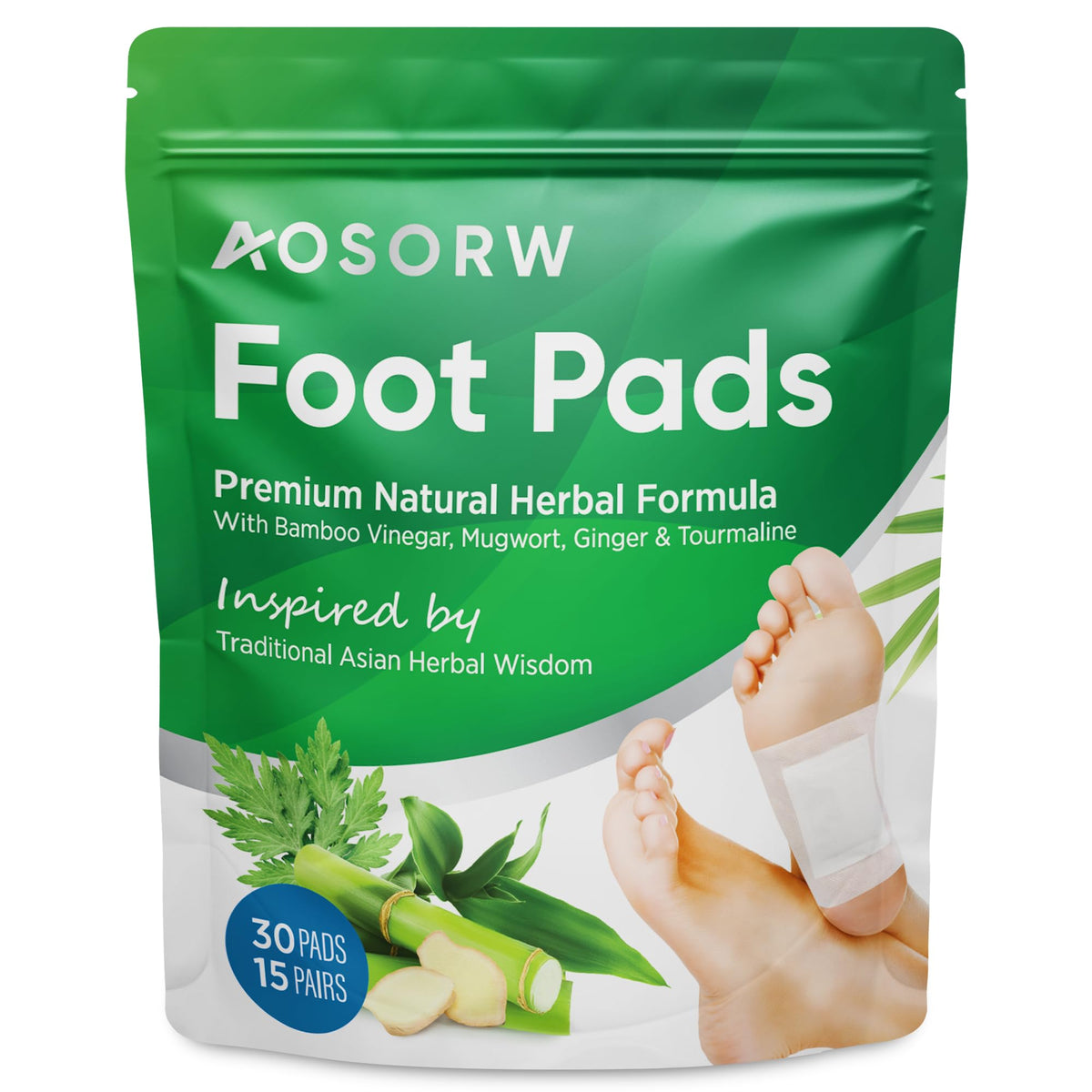 AOSORW ginger-mugwort-bamboo-vinegar foot pad for nightly relaxation.