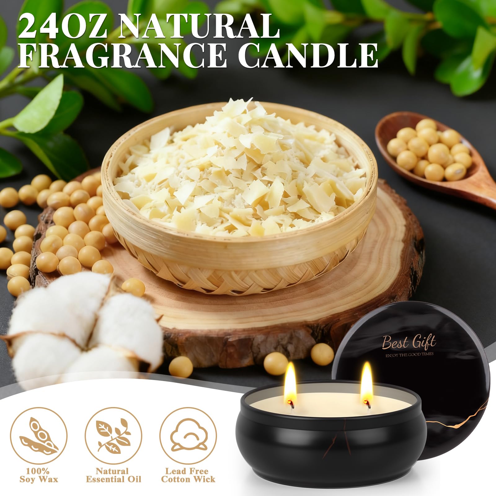 AOTOIE amber sandalwood candle emphasizes woodsy, cozy atmosphere