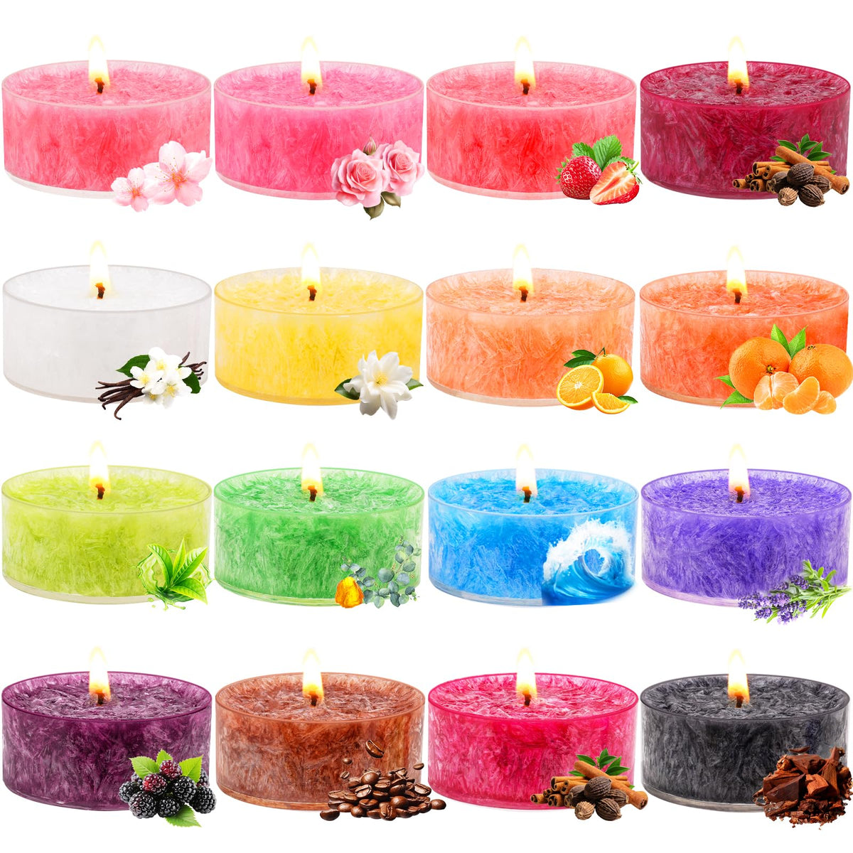 Velas AOTOIE pequeñas con diseño flor de hielo para decoración elegante.