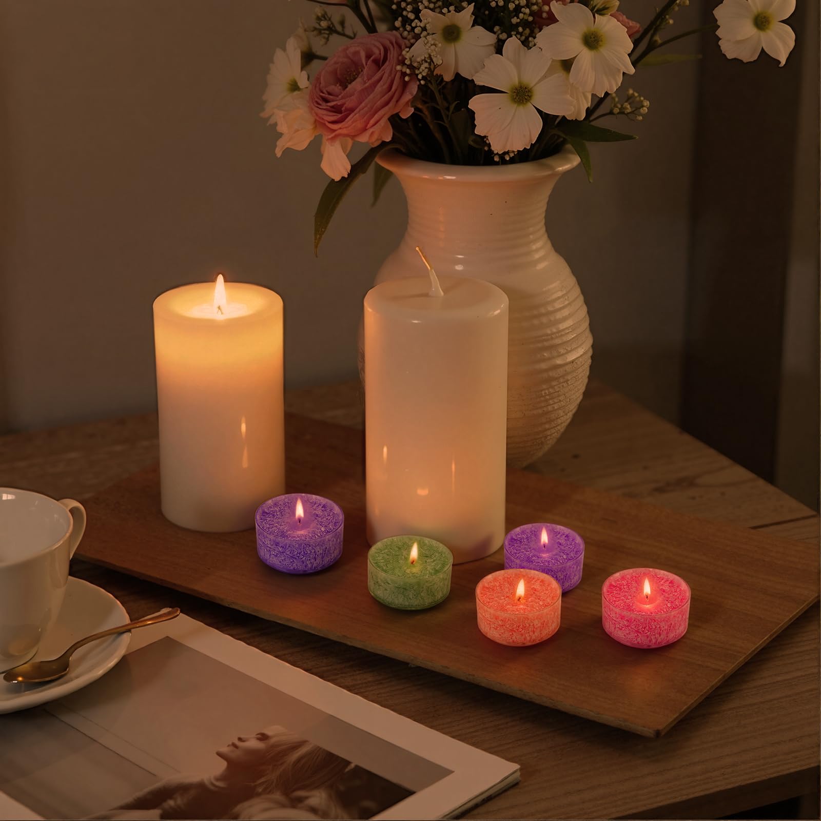 AOTOIE velas para spa y meditaciones, iluminación suave.