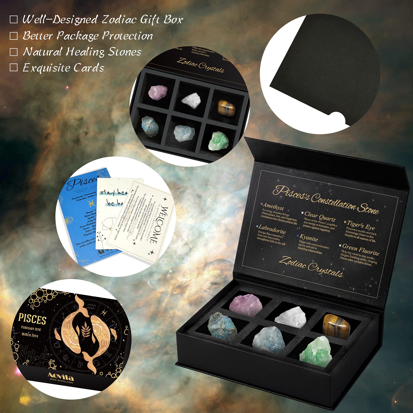Aovila Pisces gift set with ebook guide visible