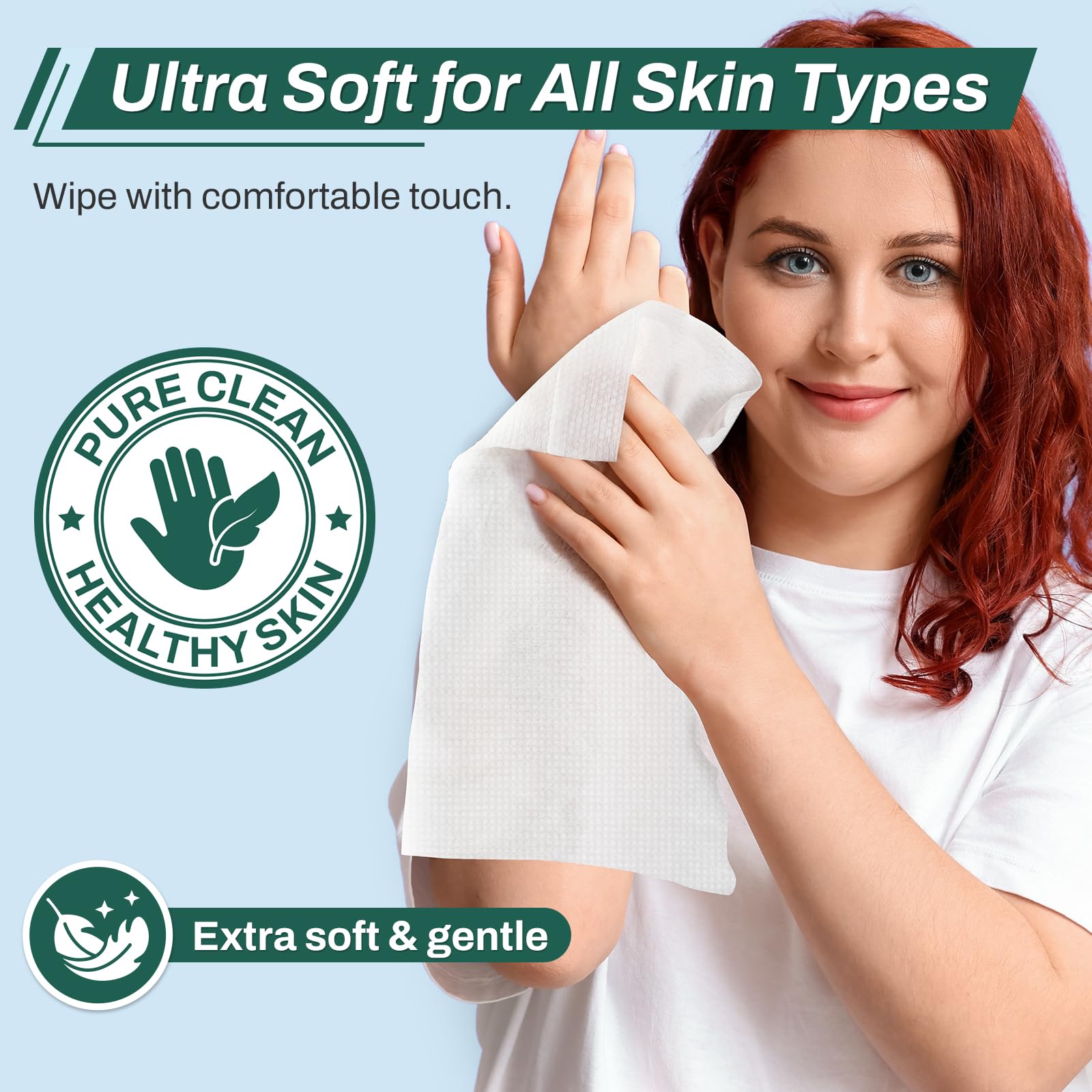 AOZITA Aloe Vera and Vitamin E infused wipes for gentle cleansing.
