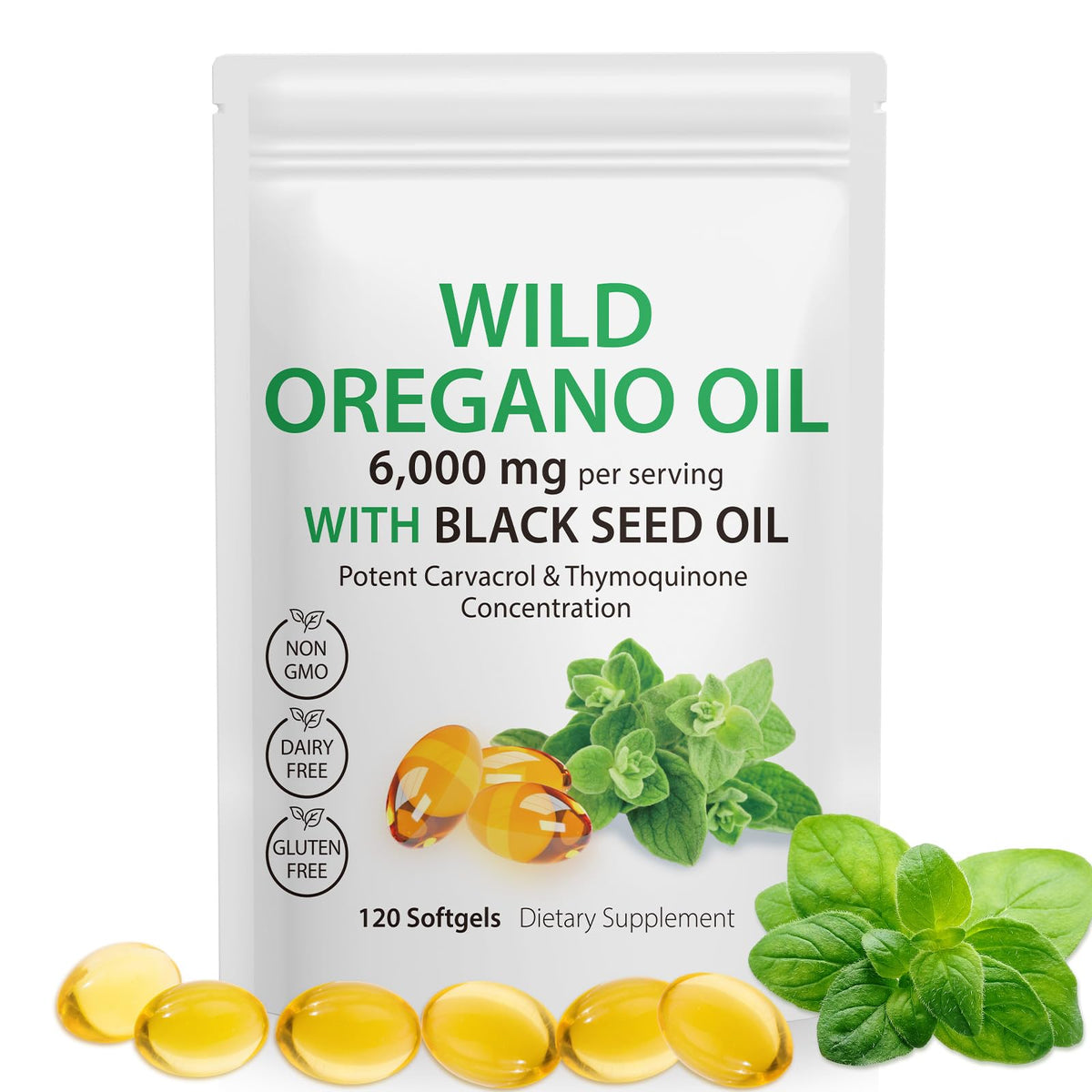 APCKFLEE Oil of Oregano softgels bottle pour for easy daily use.