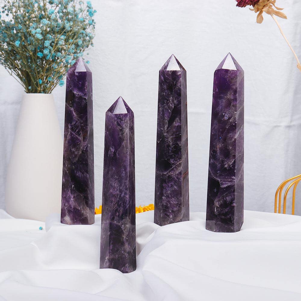 Apengshi amethyst tower in meditation space supports focus