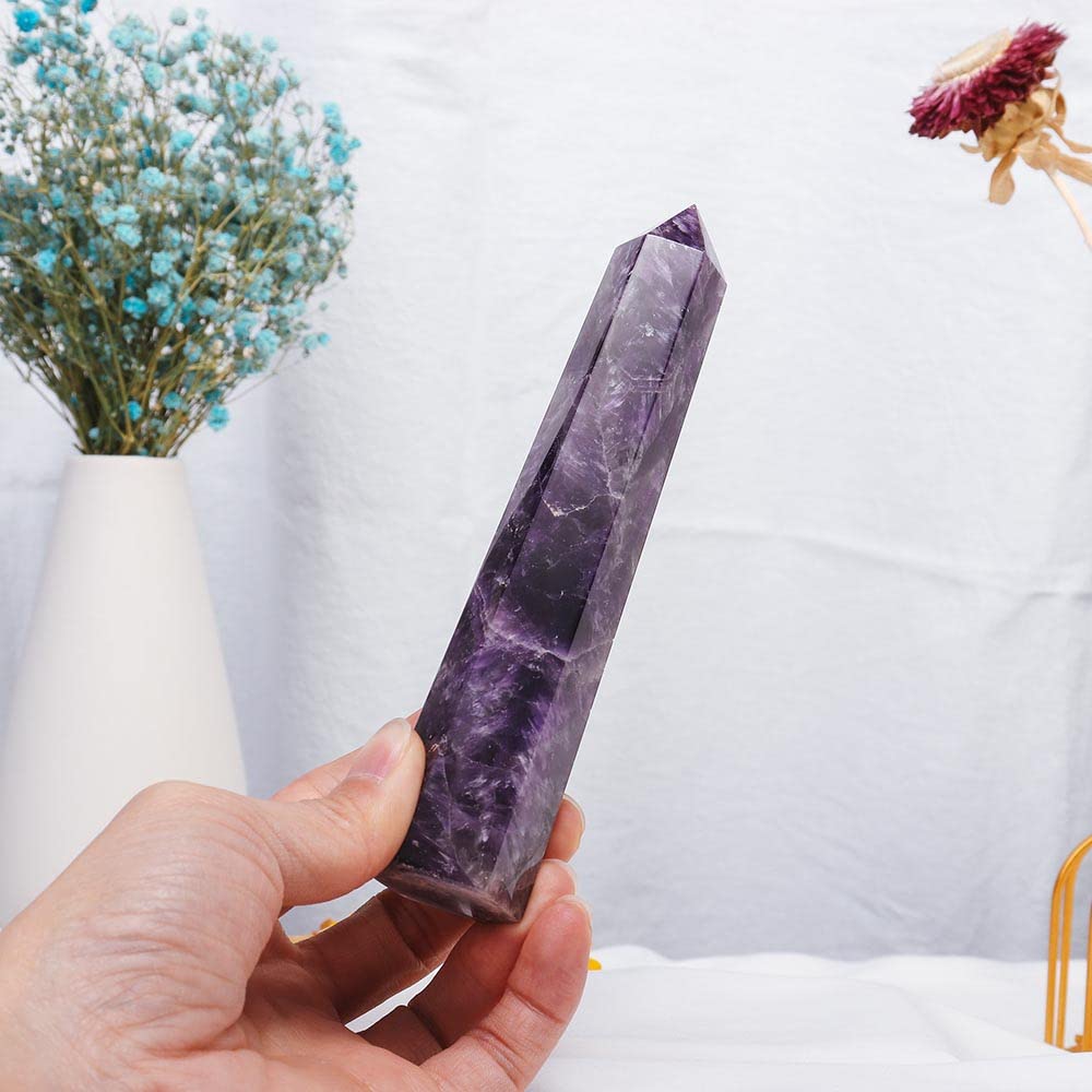 Apengshi amethyst large crystal tower standalone decor piece for serenity