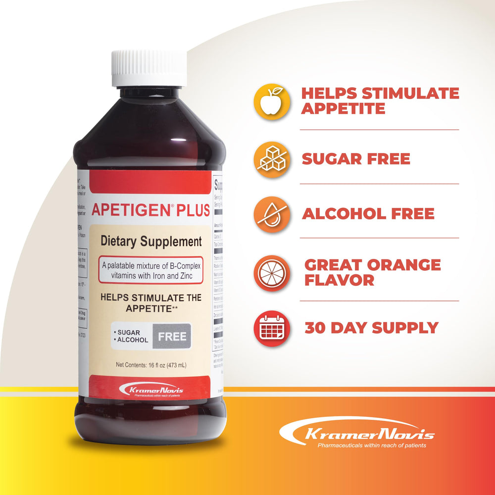 Apetigen-Plus for adults with orange flavor fits daily nutrition goals.
