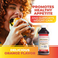 Apetigen-Plus for kids with orange flavor supports growing appetites.