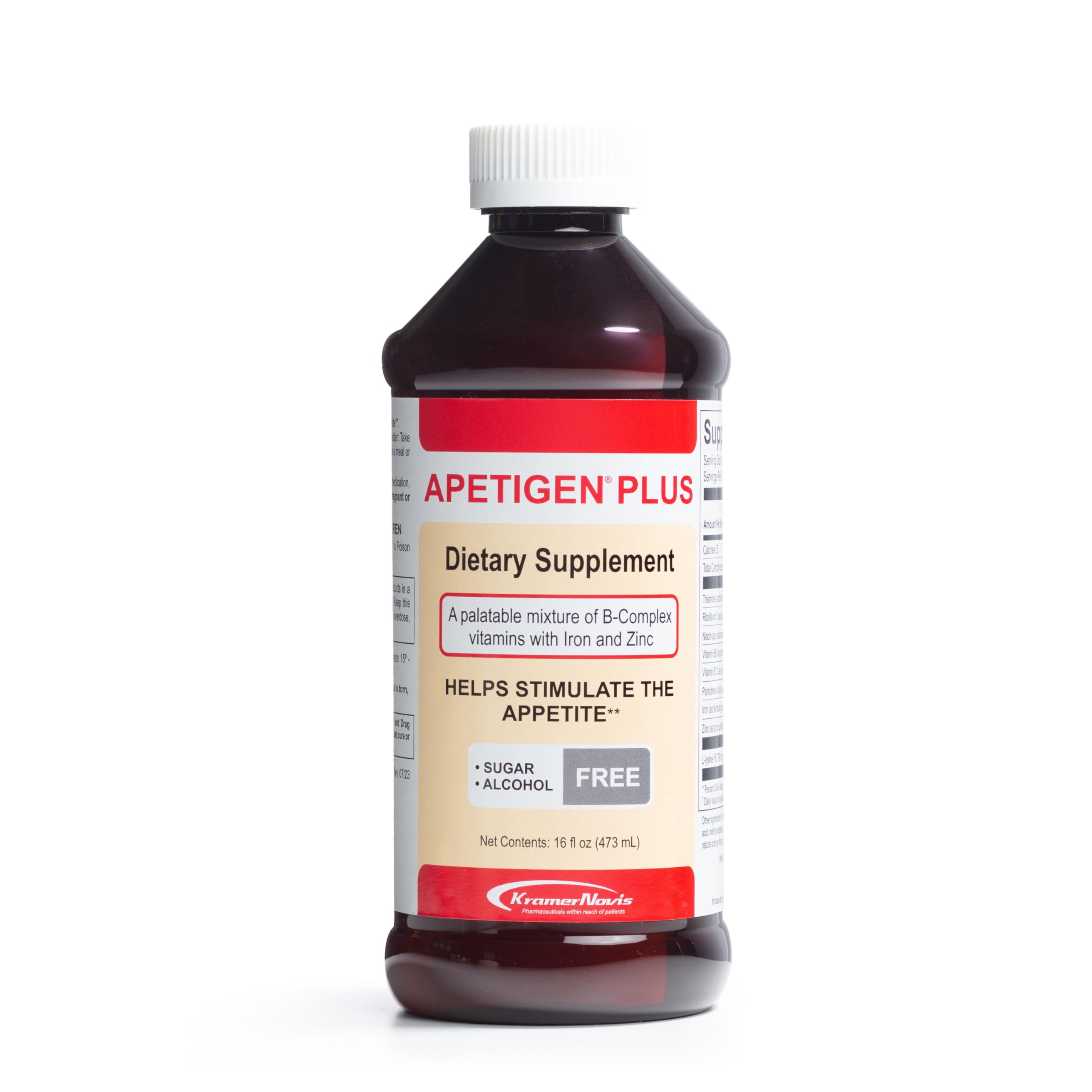 Apetigen-Plus orange bottle showing kid-friendly appetite support in a sugar-free formula.
