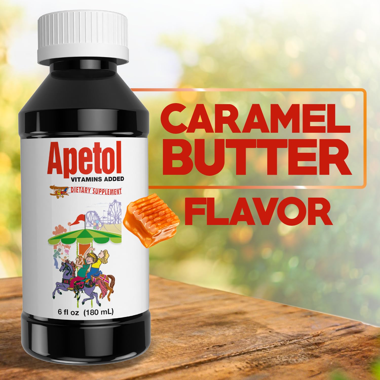 Apetol ingredients graphic featuring Thiamine, Riboflavin, and B vitamins.