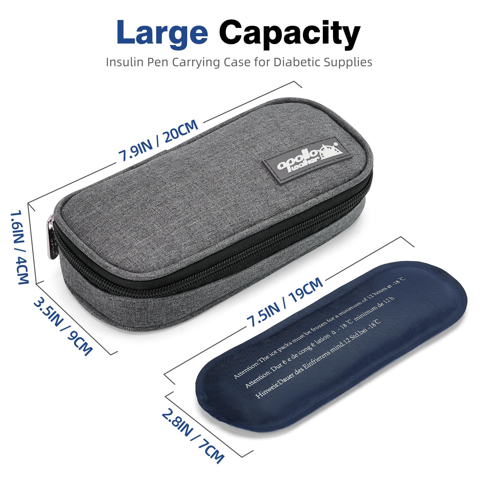Apollo Walker insulin cooler interior with upright pen pocket and vial slots