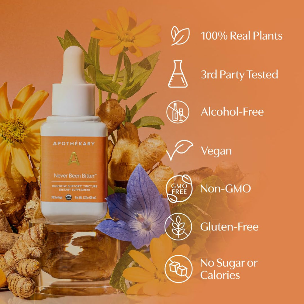 Apothekary Never Been Bitter artichoke-leaf detail highlights key ingredient