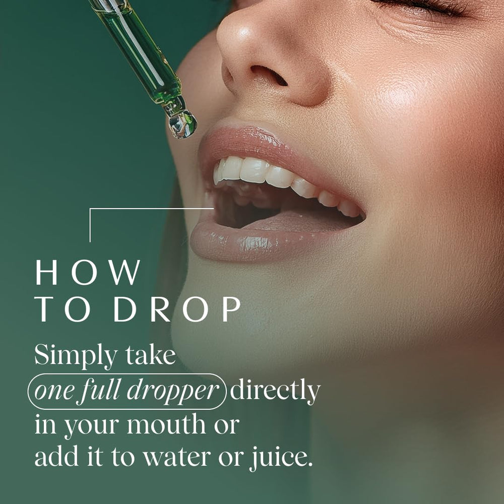 Apothékary Your Wildest Greens drops feature moringa, chlorella, spirulina, and nettle for plant nutrition.