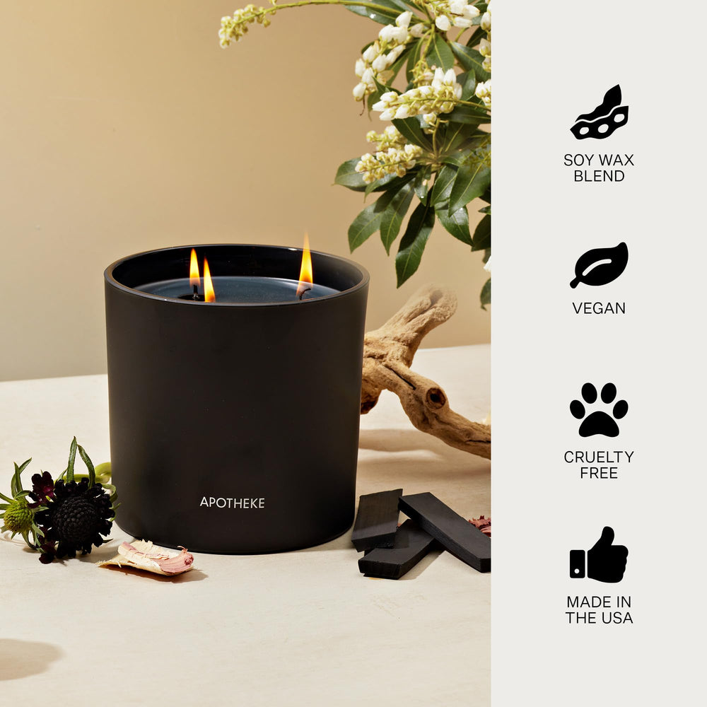 APOTHEKE Charcoal luxury packaging reflects Brooklyn craftsmanship.