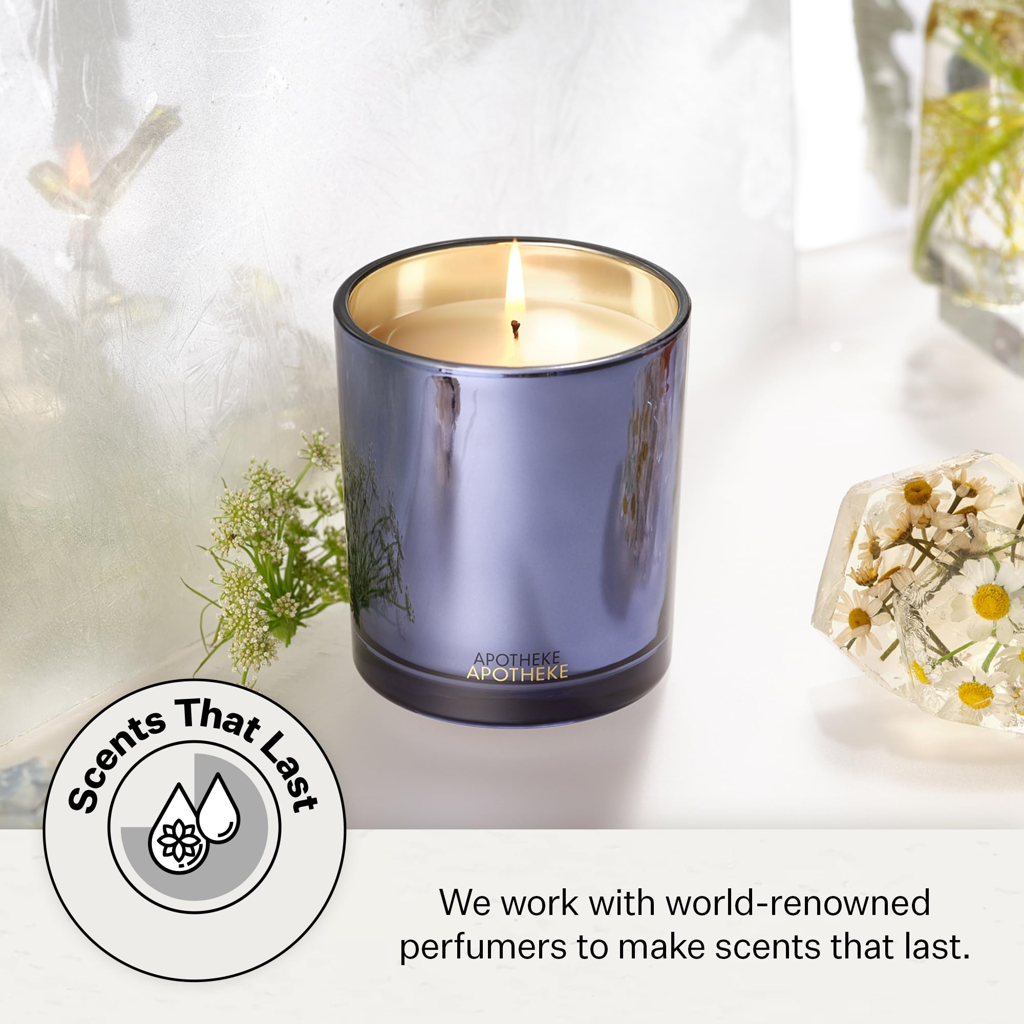 APOTHEKE soy-wax label emphasizes clean, plant-based formula.