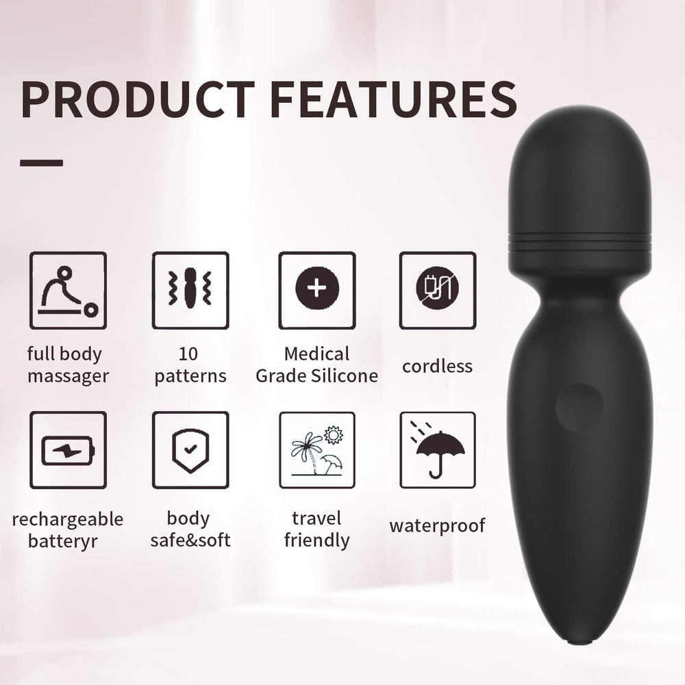 Apowand Mini Wand Massager with 10 modes for personalized massage sessions.