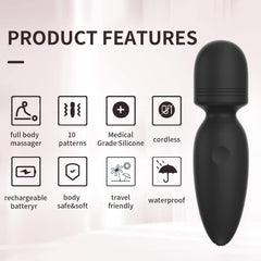 Apowand Mini Wand Massager with 10 modes for personalized massage sessions.