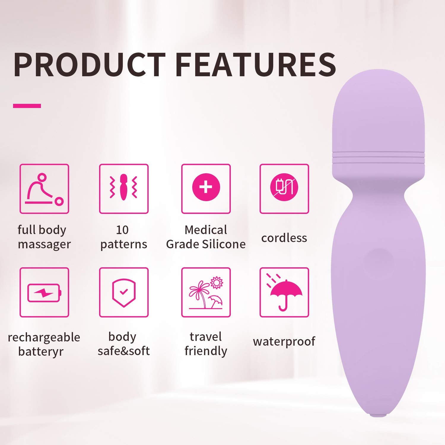 Apowand Mini Wand Massager waterproof silicone surface allows easy cleaning after sessions.