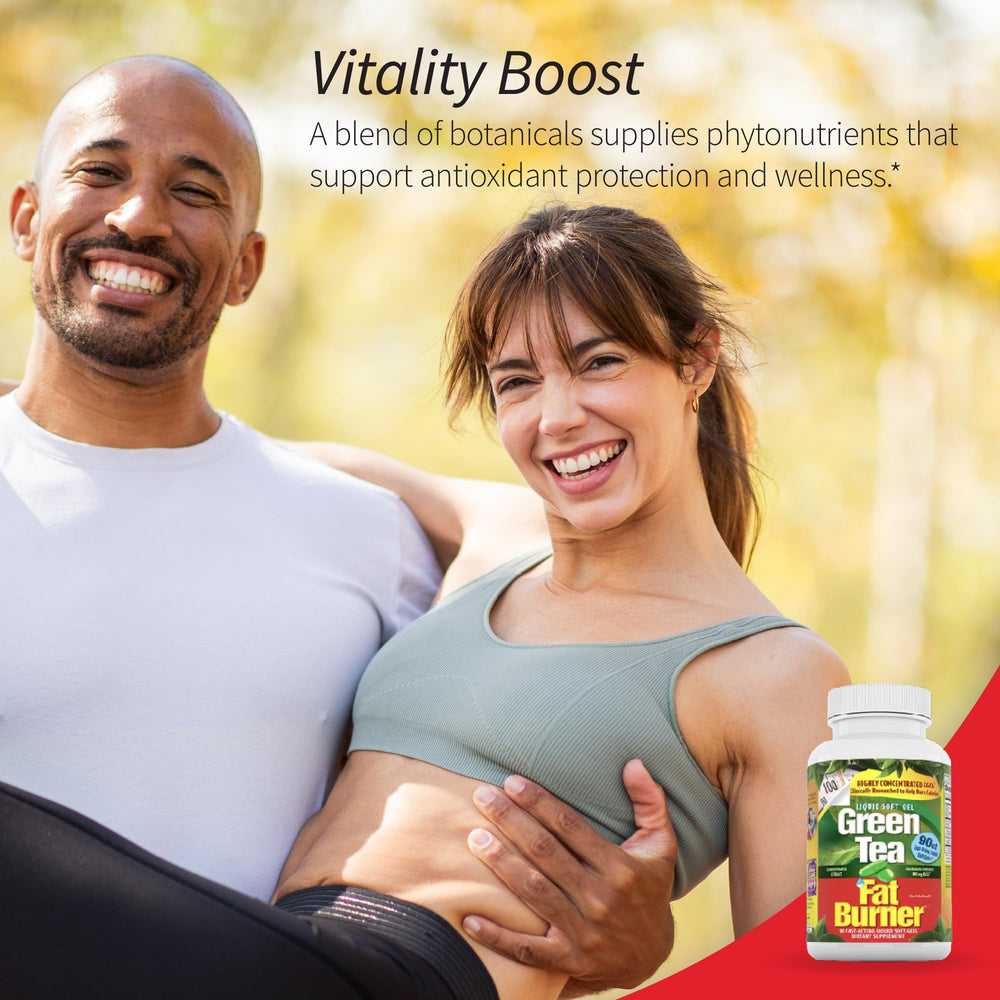 Applied Nutrition Green Tea Fat Burner hero-bottle on kitchen counter.