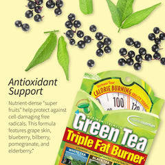Applied Nutrition Green Tea Fat Burner ingredient panel highlights EGCG and caffeine.