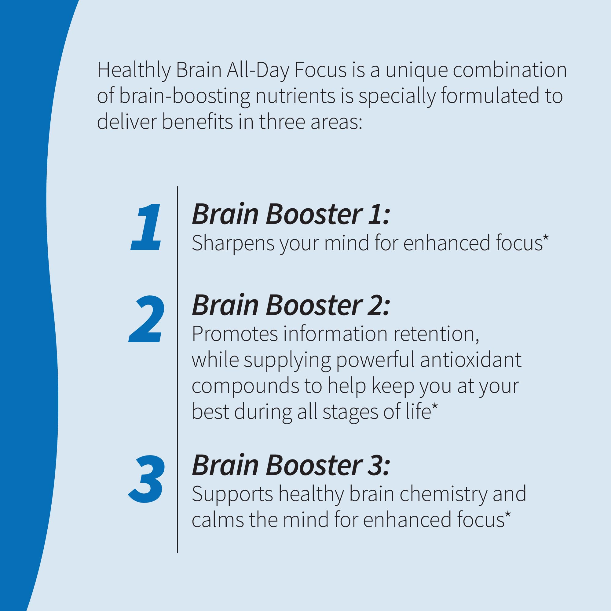 Applied Nutrition Healthy Brain All-Day Focus label close-up highlighting brain ingredients