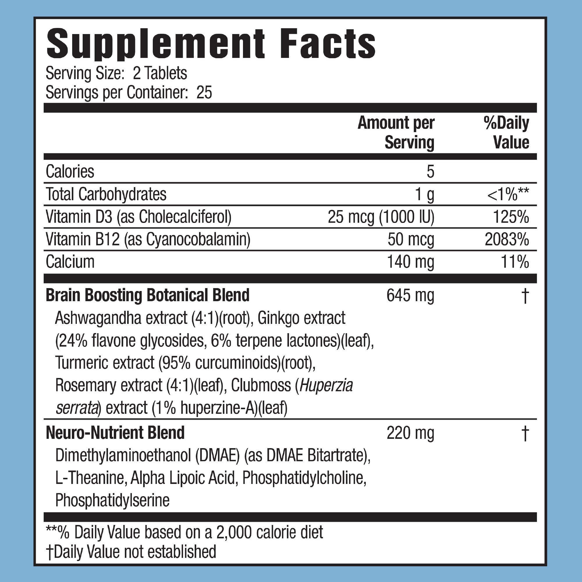 Close-up of Applied Nutrition Healthy Brain tablets for convenient cognitive support
