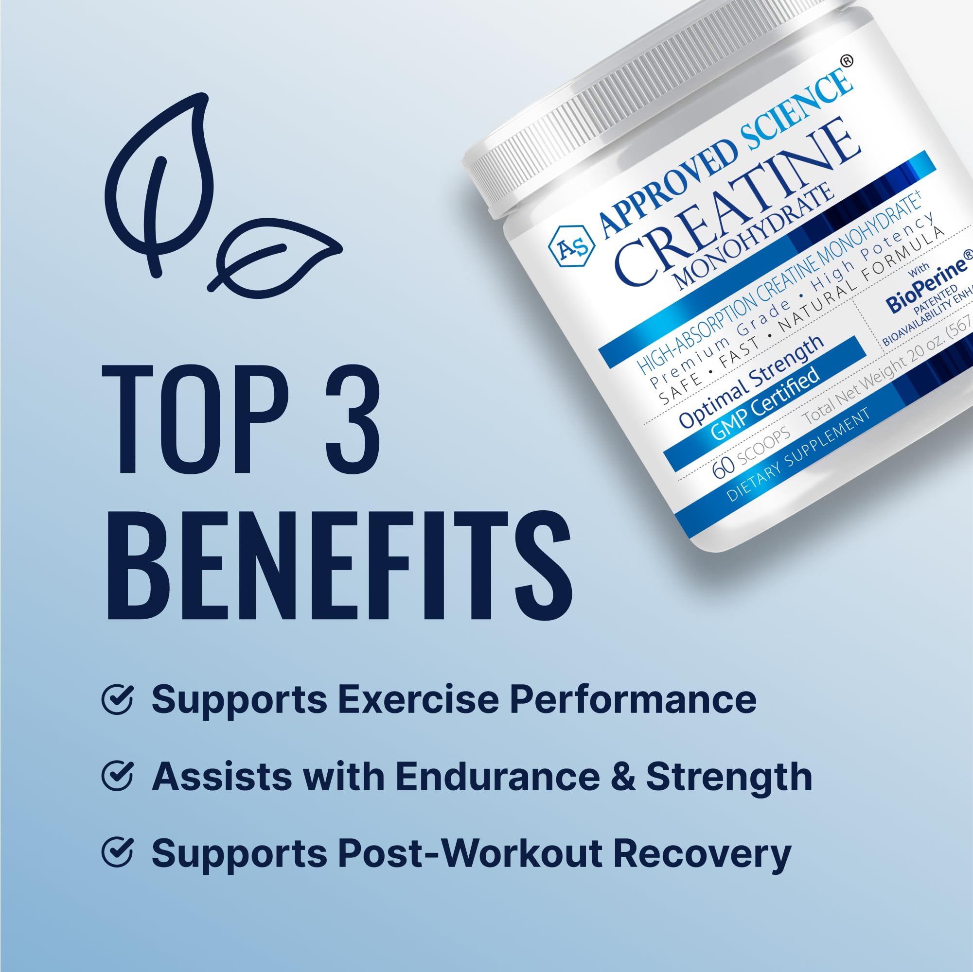 Approved Science Creatine Monohydrate powder pour ideal for quick dissolving