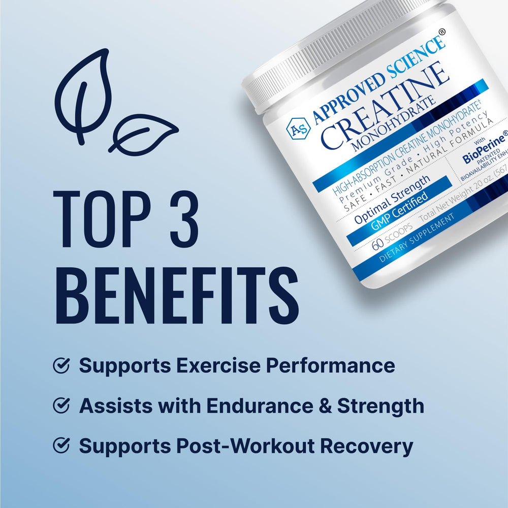 Approved Science Creatine Monohydrate powder pour ideal for quick dissolving