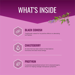 Approved Science Menoprin bottle label highlighting natural ingredients and quality