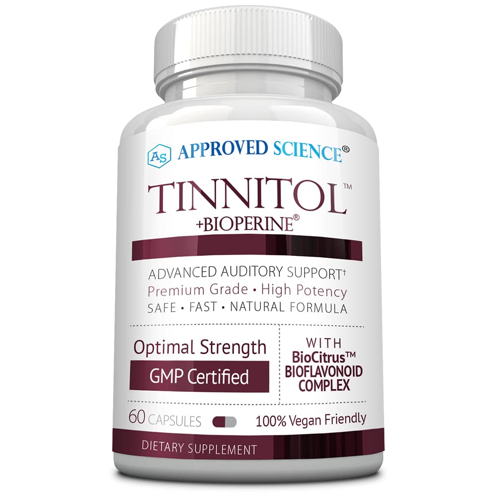Approved Science Tinnitol bottle front view for potential tinnitus support and daily use.