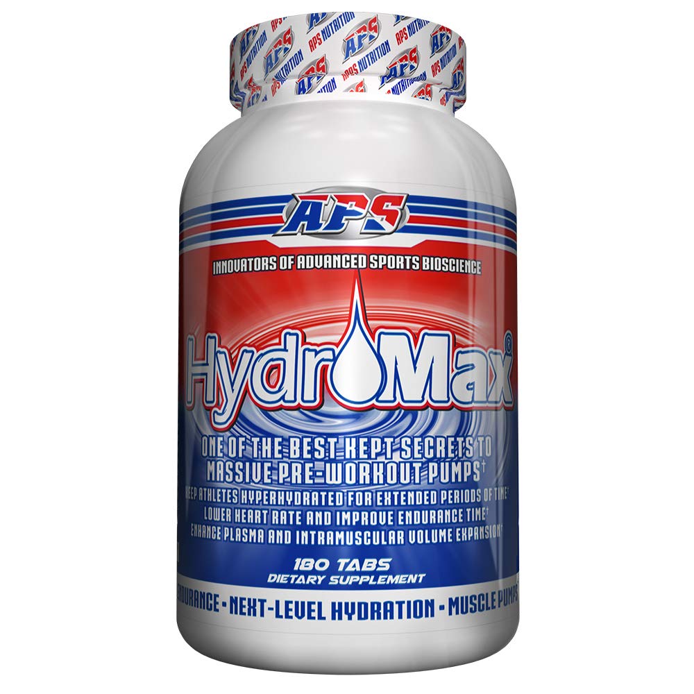 APS Nutrition Hydromax bottle pouring, highlighting glycerol blend for enhanced hydration support