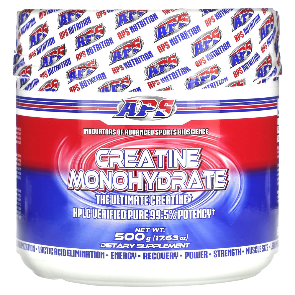 APS Nutrition Pure Creatine Monohydrate 500g bottle promotes cleaner muscle support and on-the-go fueling.