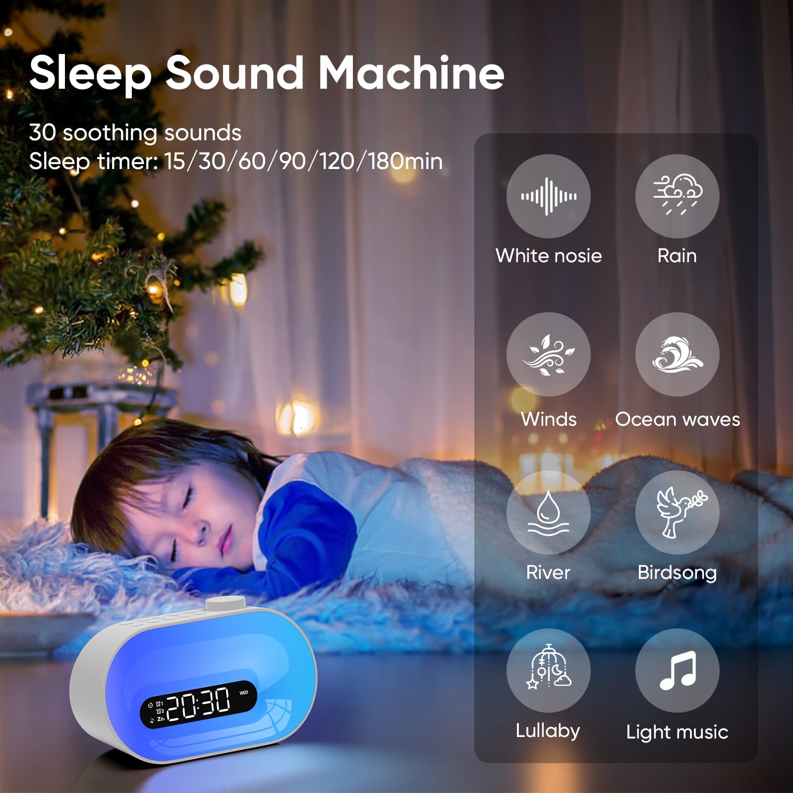 APUZOM sunrise alarm clock with gentle light eases waking smoothly