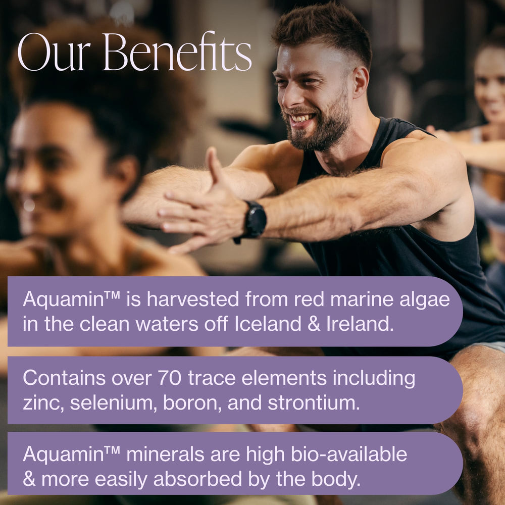 Aquamin Mg blend close-up with mineral-rich content.