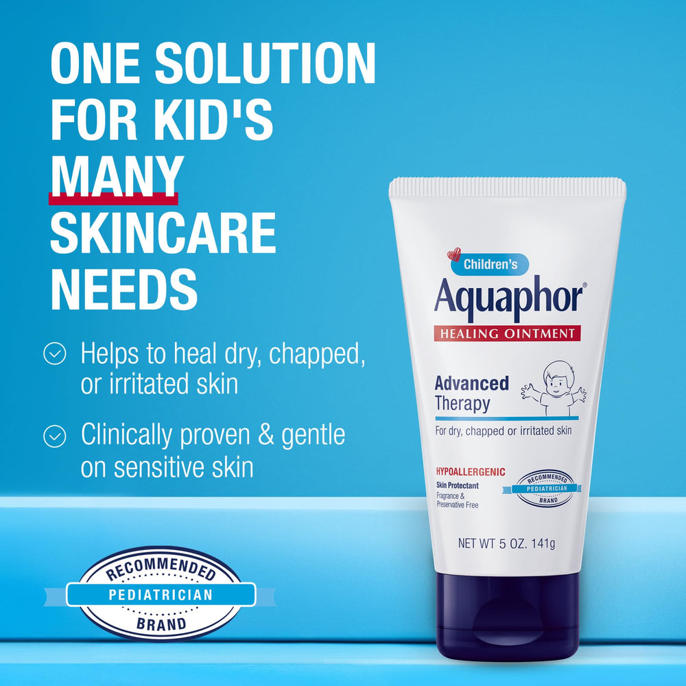 Aplicación de Aquaphor en la piel del niño para barrera protectora