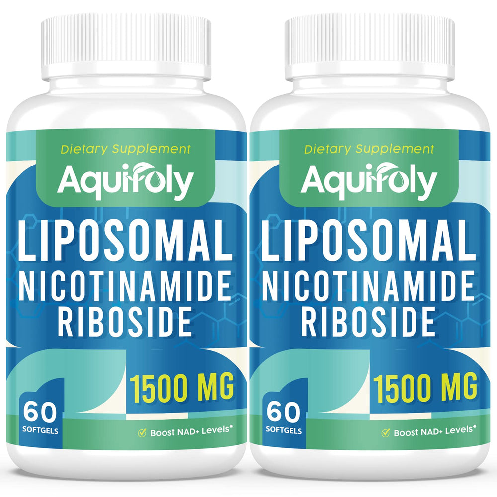 Aquifoly liposomal nicotinamide riboside softgels bottle highlighting easy daily use and absorption
