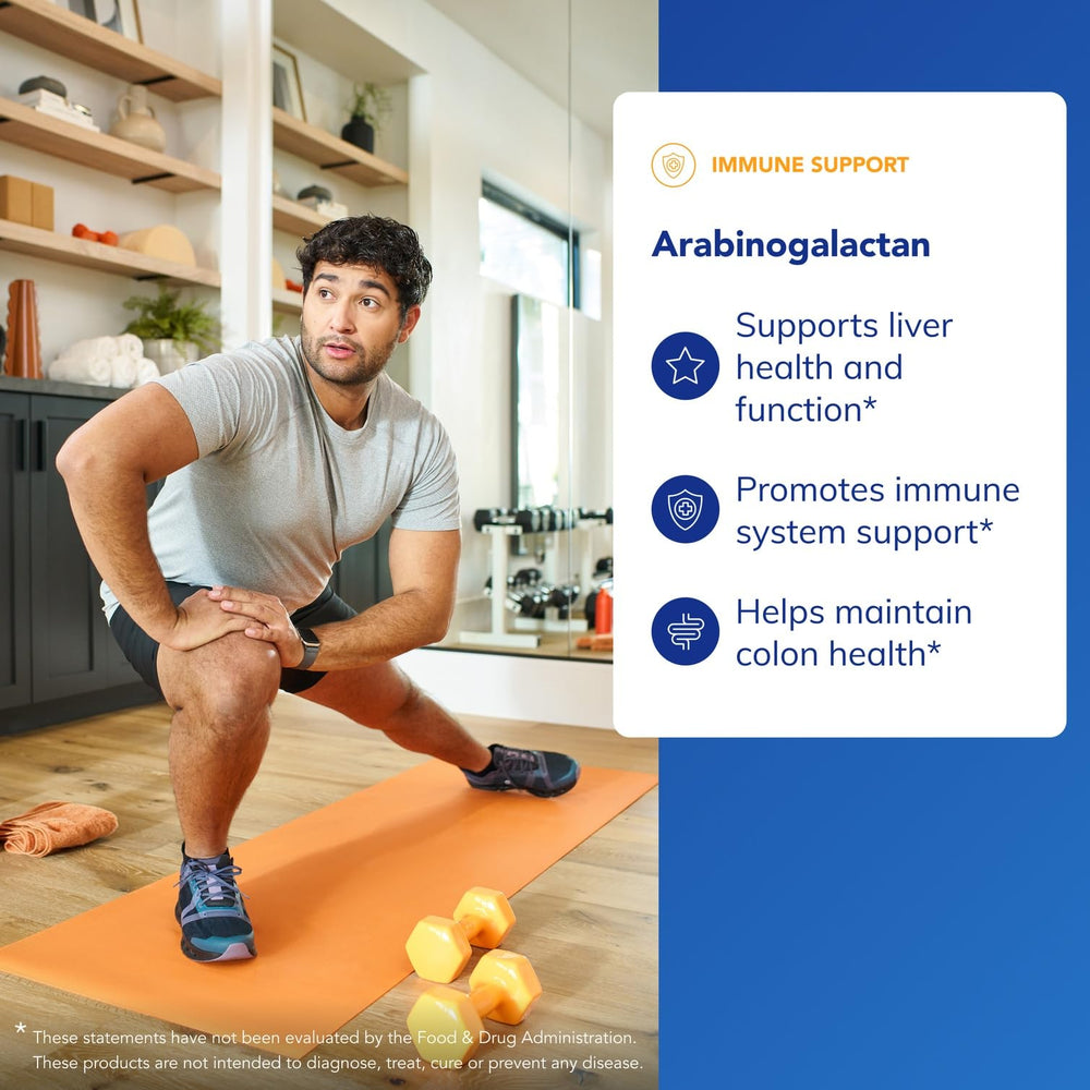 Arabinogalactan capsules closeup highlighting plant-based fiber for immune support