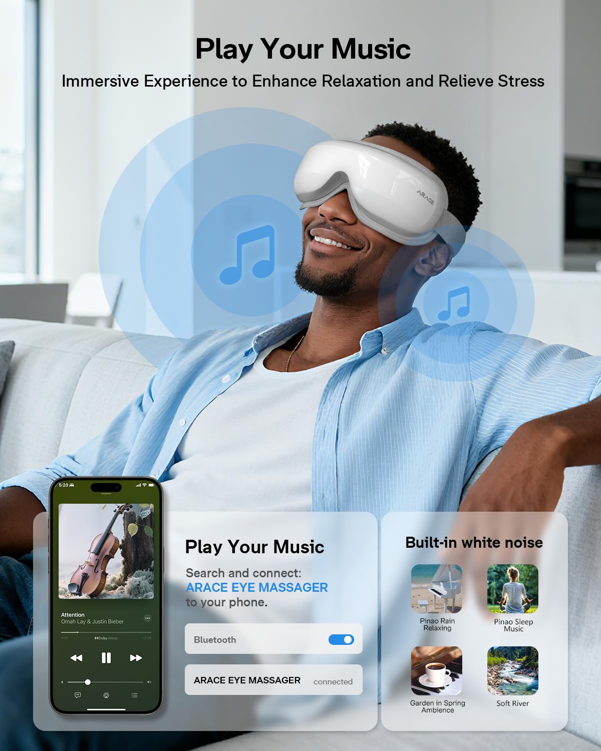 Arace Eye Massager helps improve sleep with heat and white noise