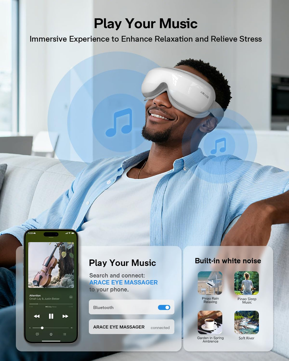 Arace Eye Massager helps improve sleep with heat and white noise