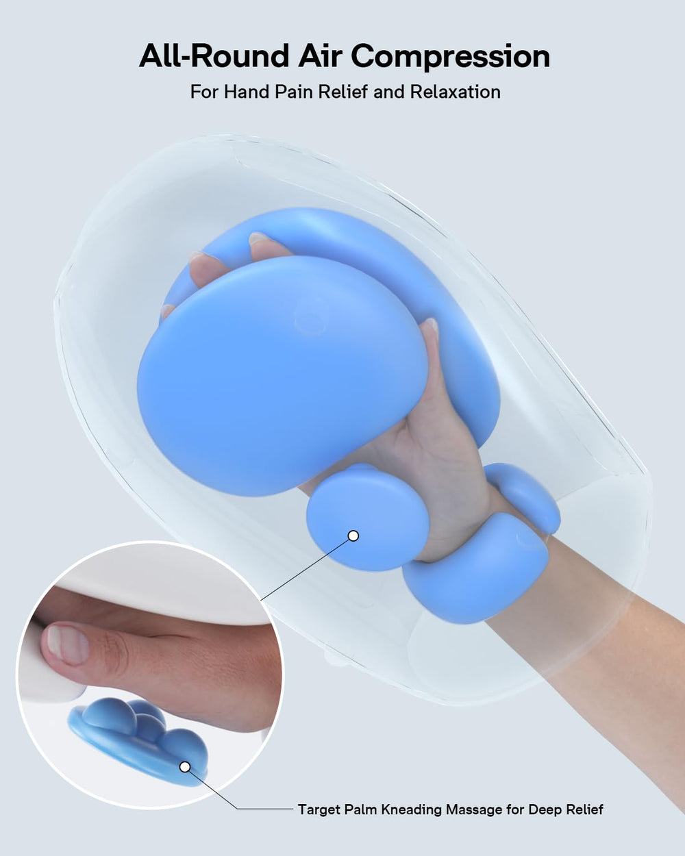 Arace hand massager showing roller kneading action for soothing massage.